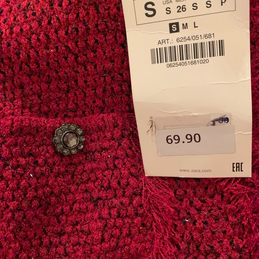 GORGEOUS ZARA NWT Frayed Hem Tweed Like Cardigan - Picture 5 of 8